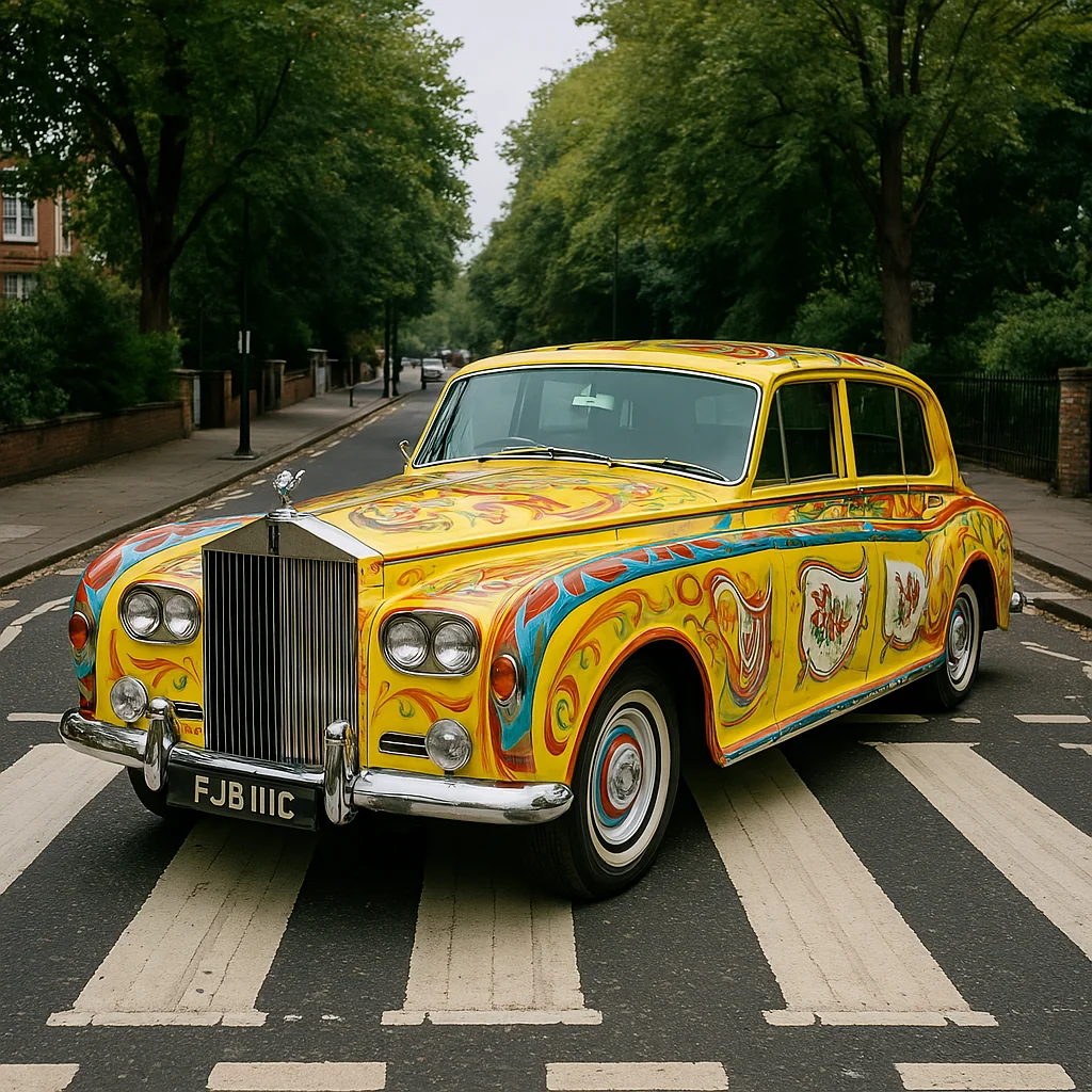 존레 넌 롤스로이스 애비로드 횡단보도 앞에 있는 사진입니다.