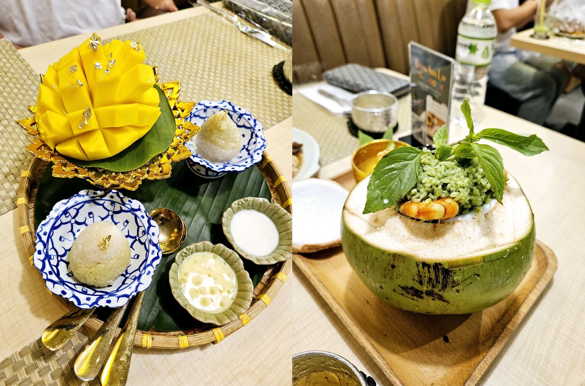 코코넛에 담긴 태국식 밥과 망고 찰밥 디저트 세트 – Sam Lor Thai Restaurant의 시그니처 메뉴 나트랑 시내 맛집 사진 