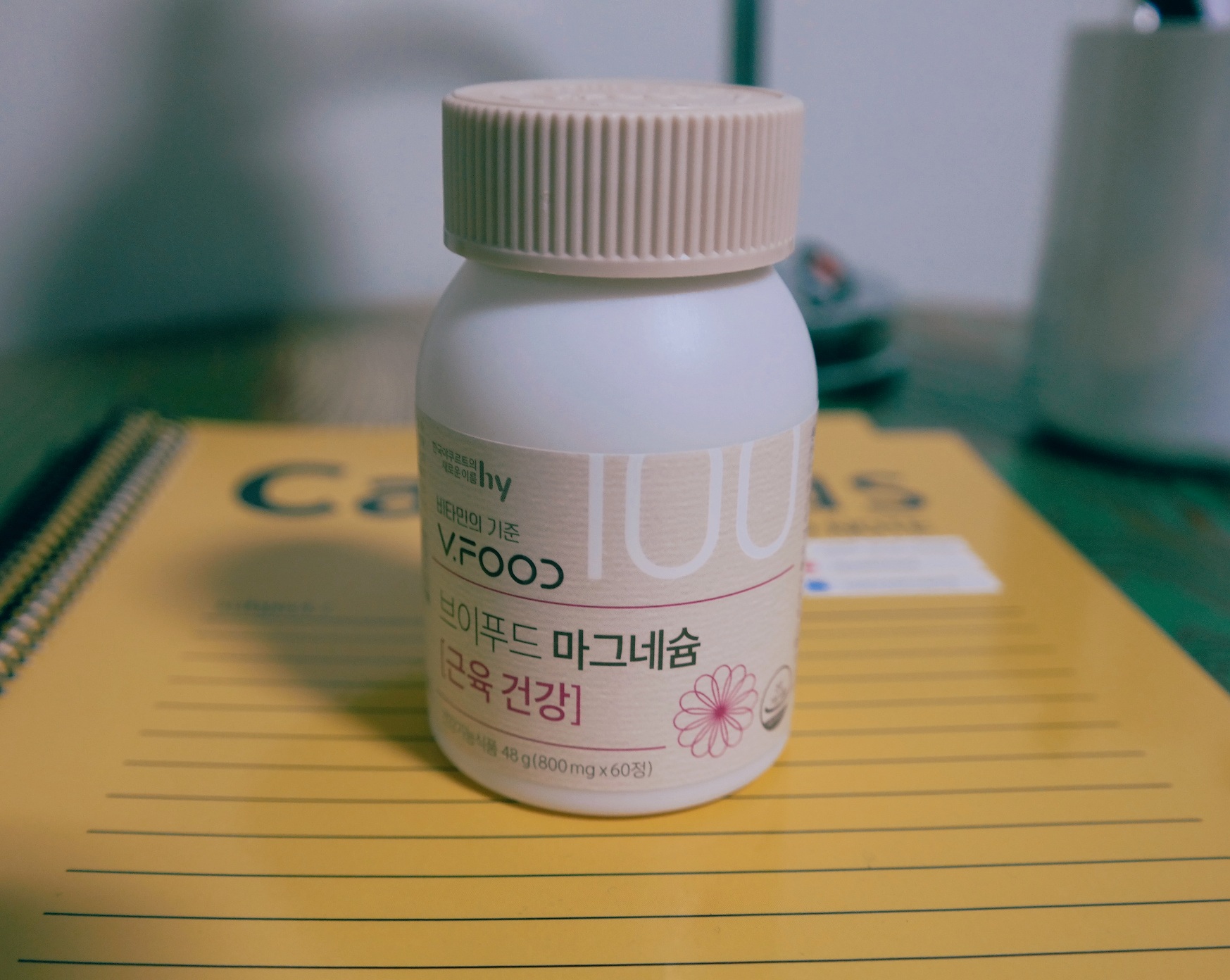 브이푸드 마그네슘 영양제 제품 사진. 근육 건강에 도움을 줄 수 있는 마그네슘 영양제