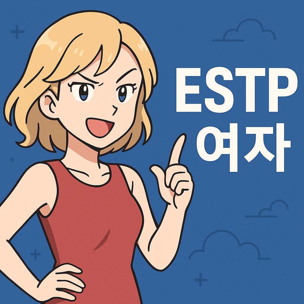 ESTP 여자 성격 특징과 연애 스타일을 보여주는 감각적인 썸네일 일러스트