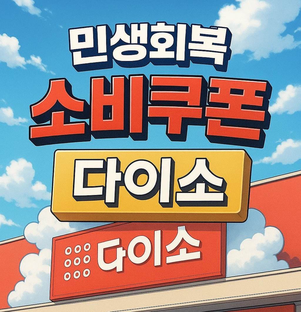2025 민생회복 소비쿠폰 다이소 사용 가능 여부 안내 이미지, 가맹점 정보 시각 강조