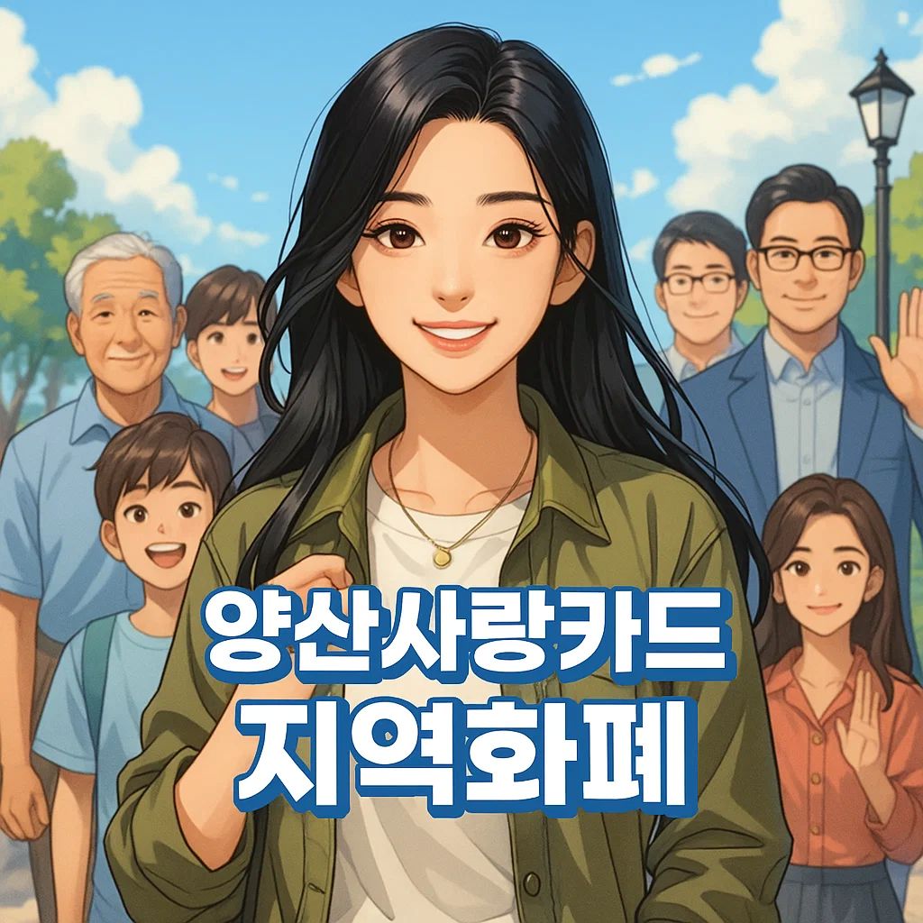 양산사랑카드 지역화폐 일러스트 – 민생지원금, 소비쿠폰 사용 가능한 가맹점 정보 포함 이미지