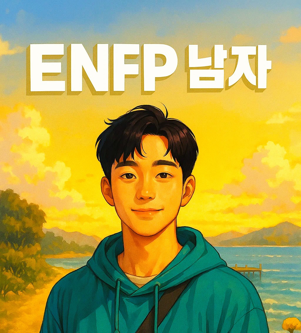 ENFP 남자의 성격과 감정 스타일, 연애 매력, 이상형, 궁합 특징을 담은 일러스트 이미지