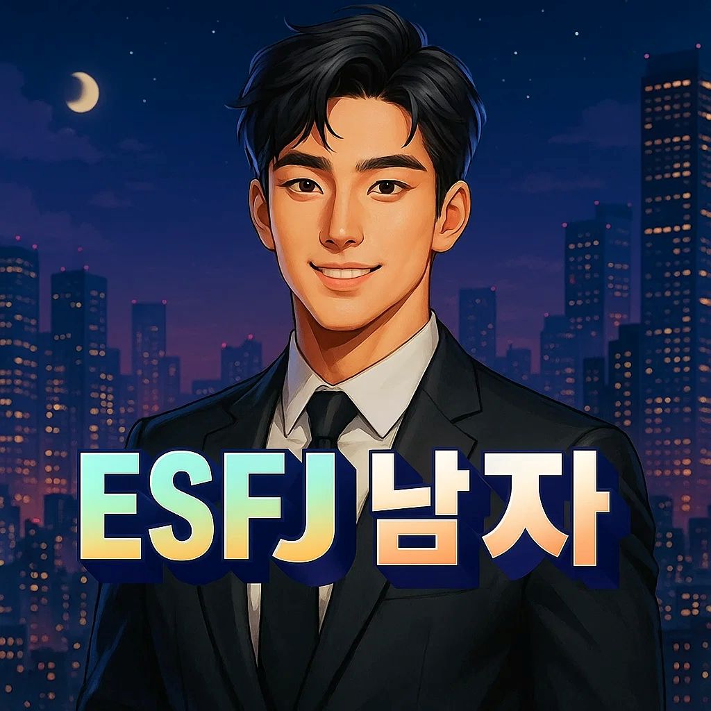 정장을 입은 ESFJ 남자 일러스트 이미지 – 외유내강형 성격과 연애 스타일을 대표하는 MBTI 남성 유형