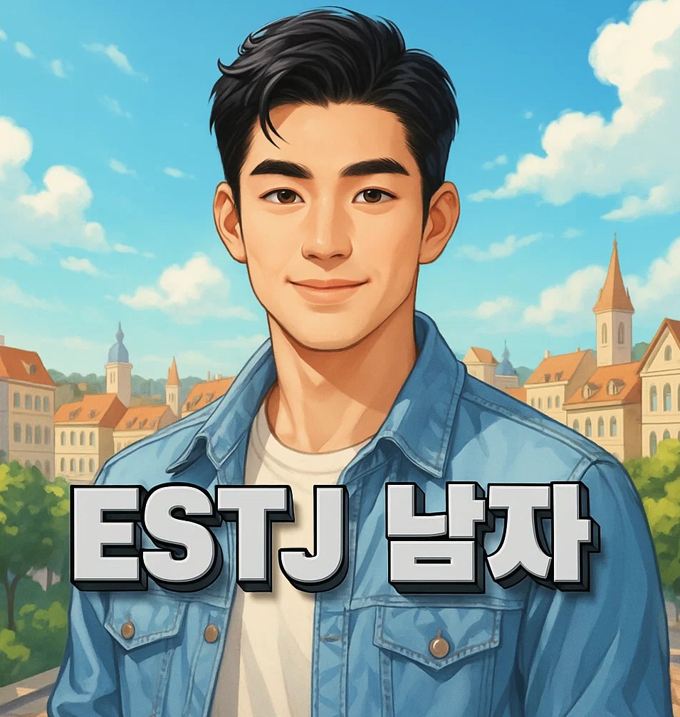 남자 일러스트 이미지 – 현실적이고 계획적인 성격을 가진 ESTJ 유형 남성의 MBTI 성격 특징, 연애 스타일, 플러팅, 궁합을 나타내는 대표 캐릭터 이미지