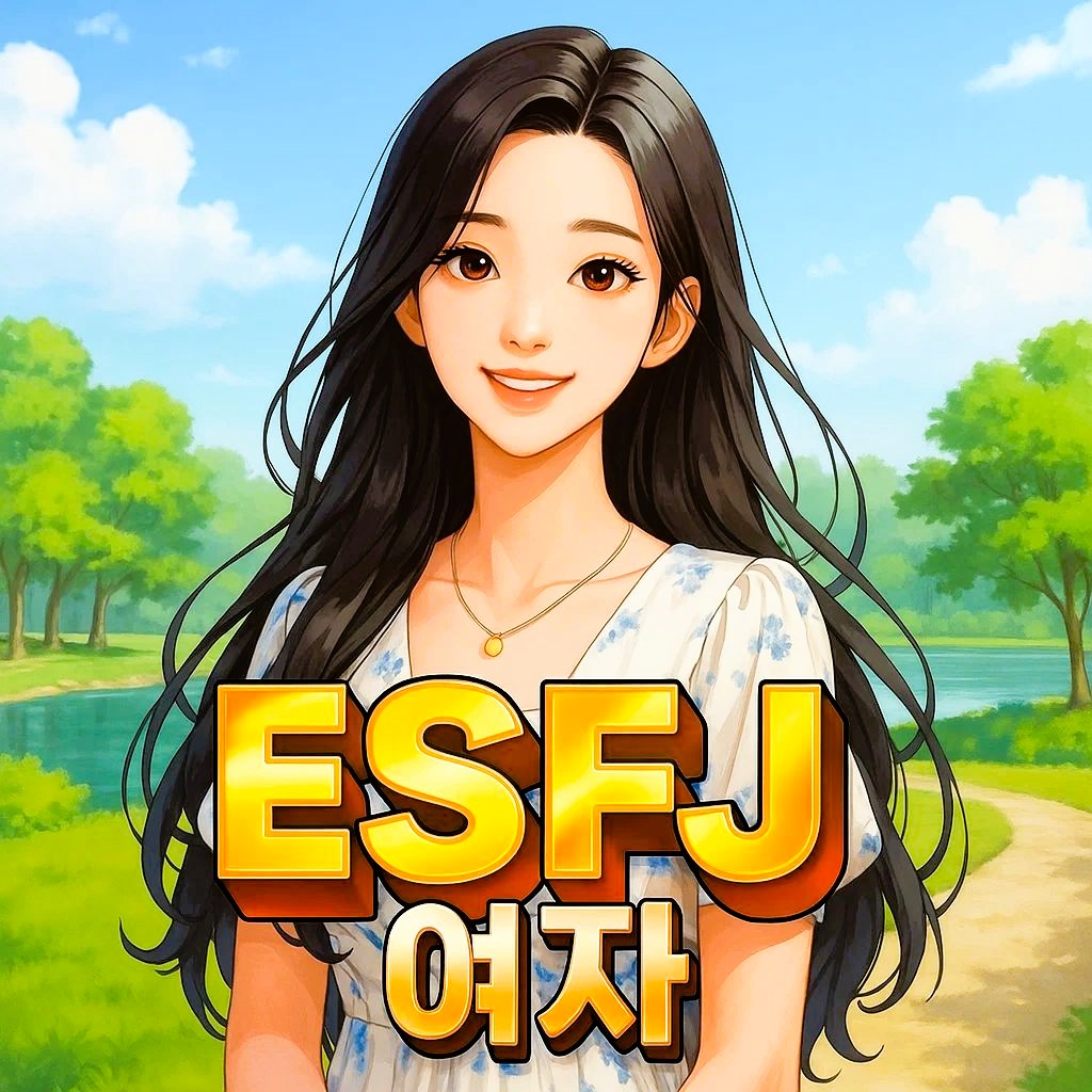 ESFJ 여자의 따뜻한 성격과 연애 경향, 잘 맞는 궁합과 이상형 특징을 시각적으로 요약한 이미지