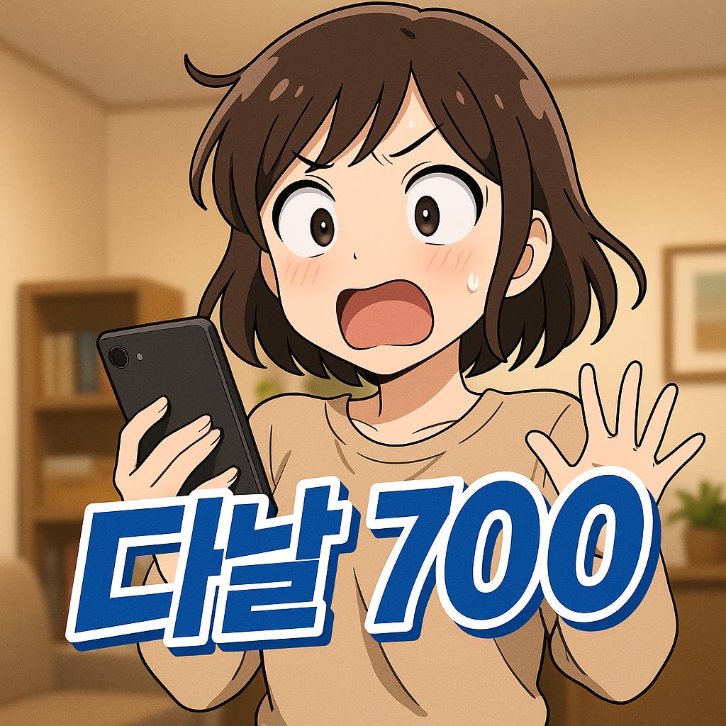 다날 700 정책에 따라 소액결제가 차단되어 당황한 애니 캐릭터