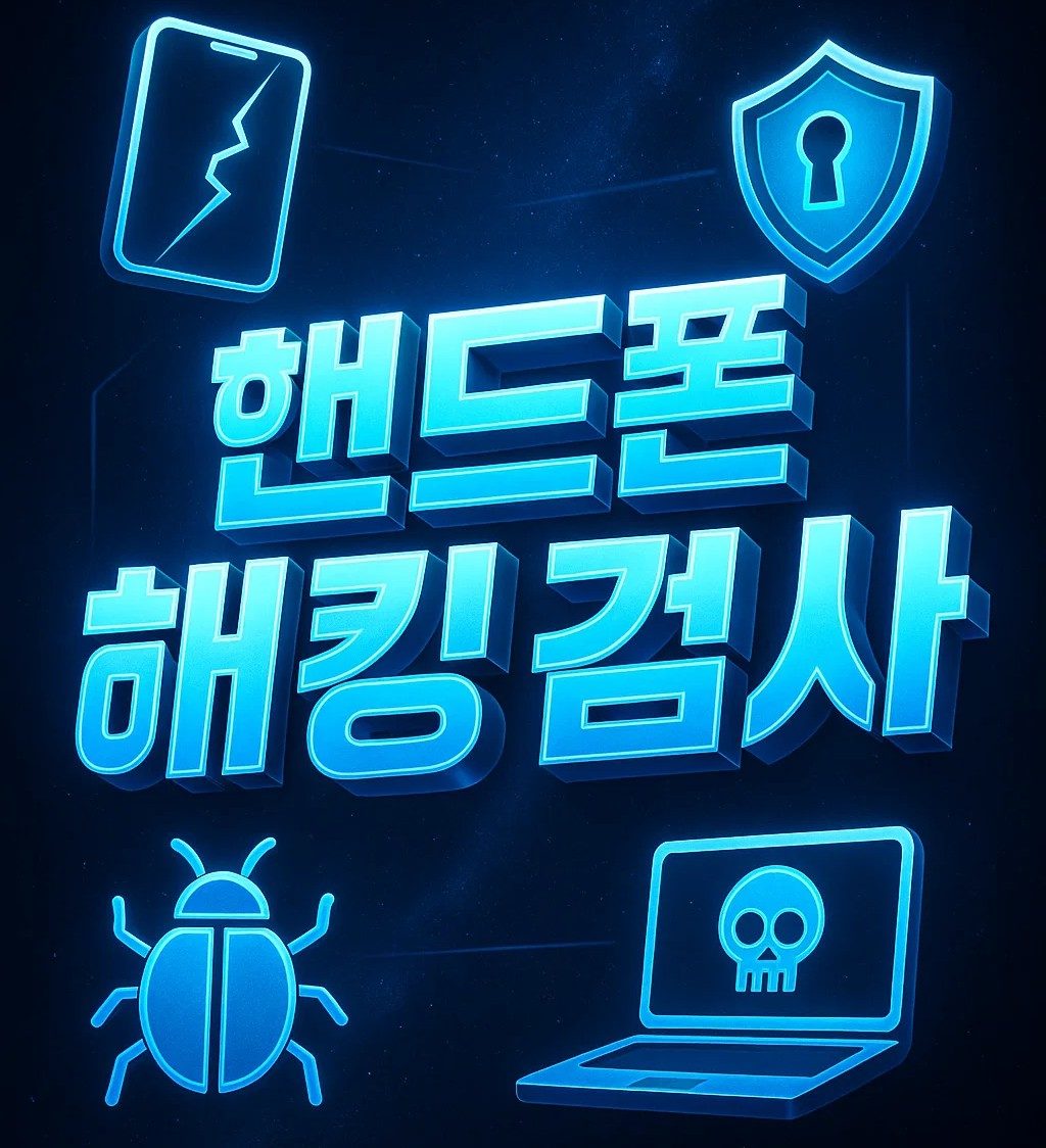 핸드폰 해킹 검사 이미지 – 스마트폰 해킹 증상, 보안 점검, 바이러스 차단 안내