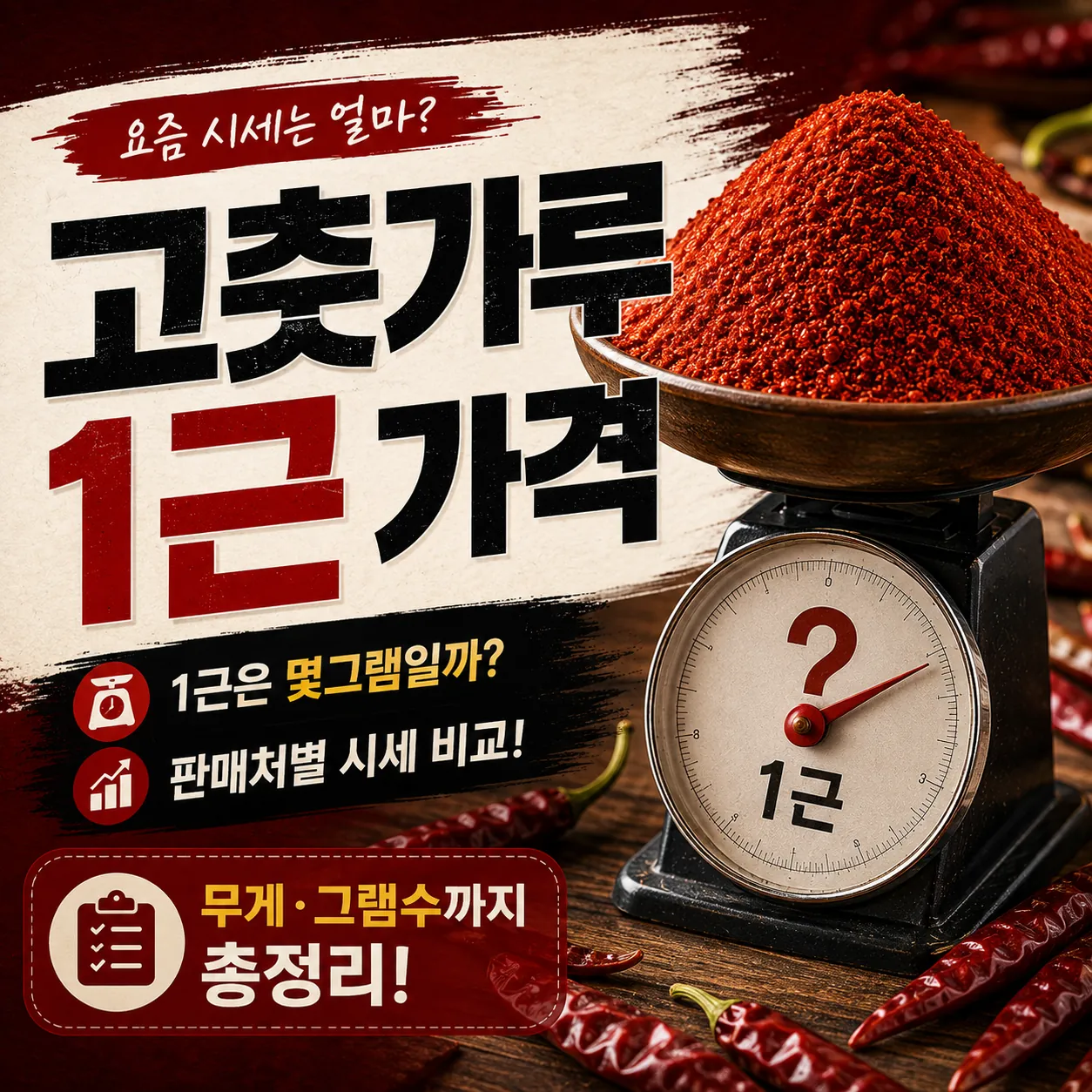 고춧가루 1근 가격과 무게 몇그램 몇킬로 시세 확인