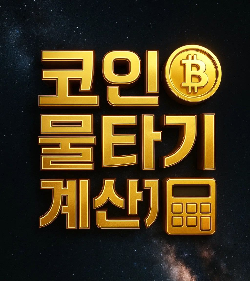 코인 물타기 계산기 이미지. 암호화폐 투자자가 평단가 조정을 위해 사용하는 무료 온라인 계산기. 소수점 8자리 입력과 거래소 수수료 반영 지원.