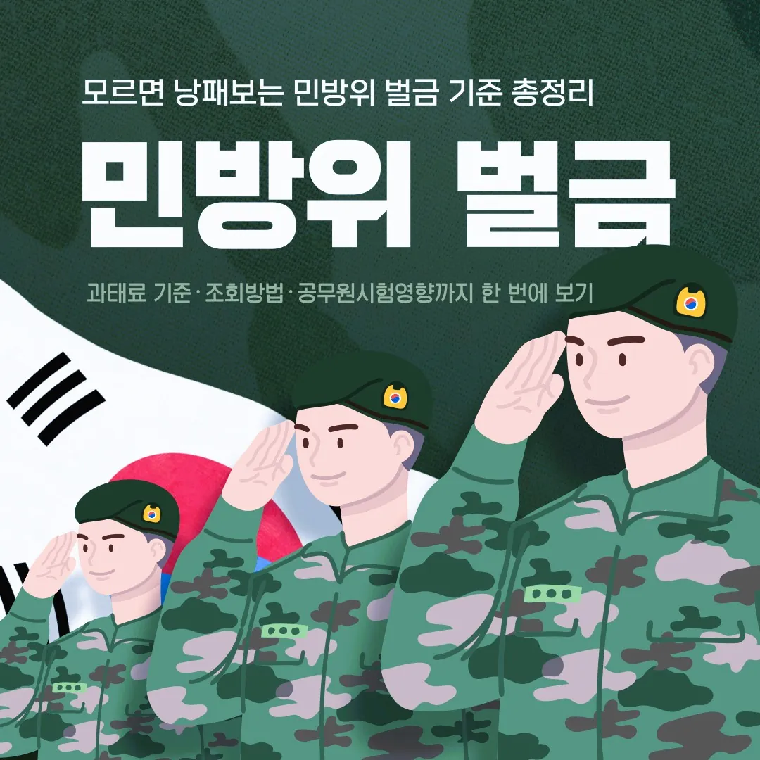 민방위 벌금 과태료 기준표와 조회 납부 방법, 문자 통보 시점, 공무원시험 영향까지 한눈에 정리한 정보형 이미지