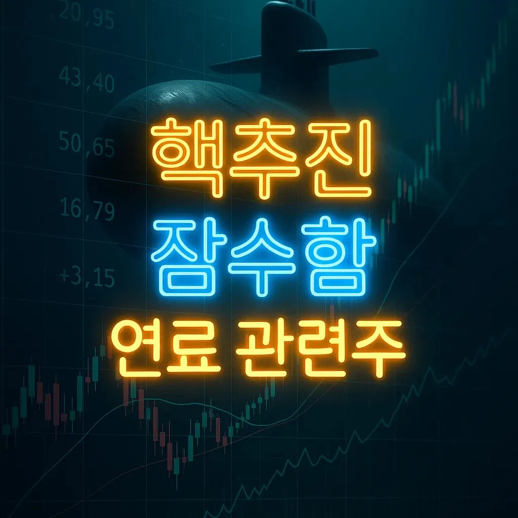 핵추진 잠수함 연료 관련주 대표 이미지 — 우라늄 연료, SMR, 원자력 수혜주 기업 정보를 한눈에 정리한 그래픽