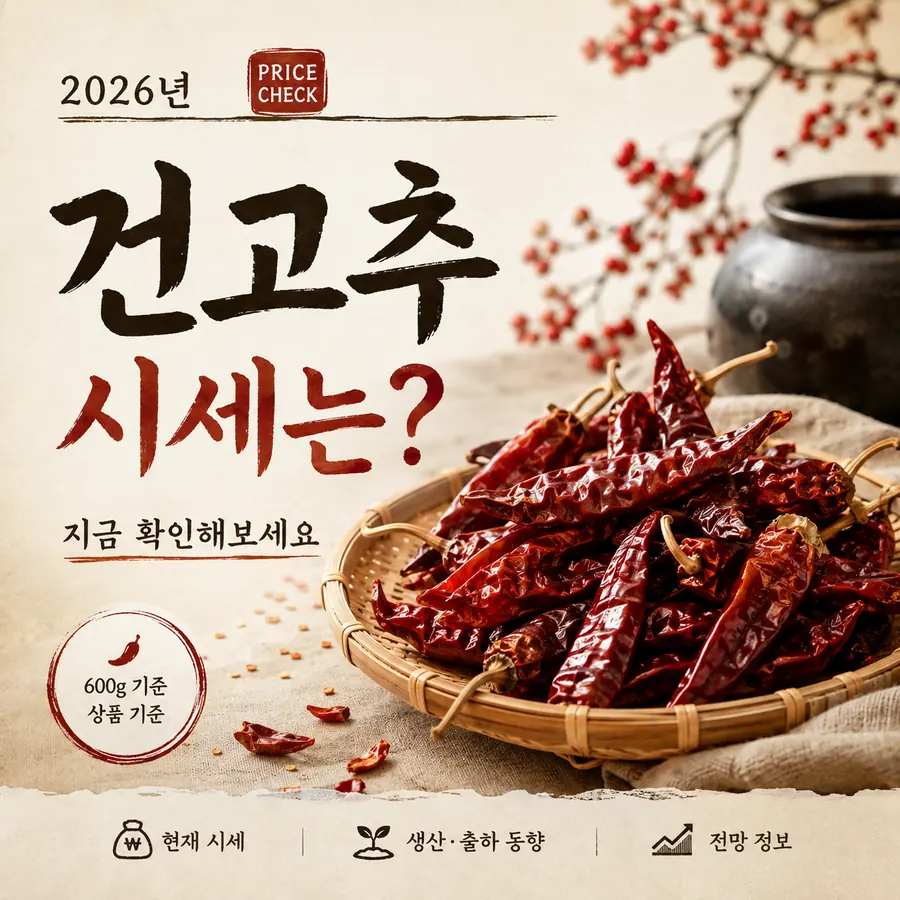 2026년 건고추 시세 600g 기준 가격 확인