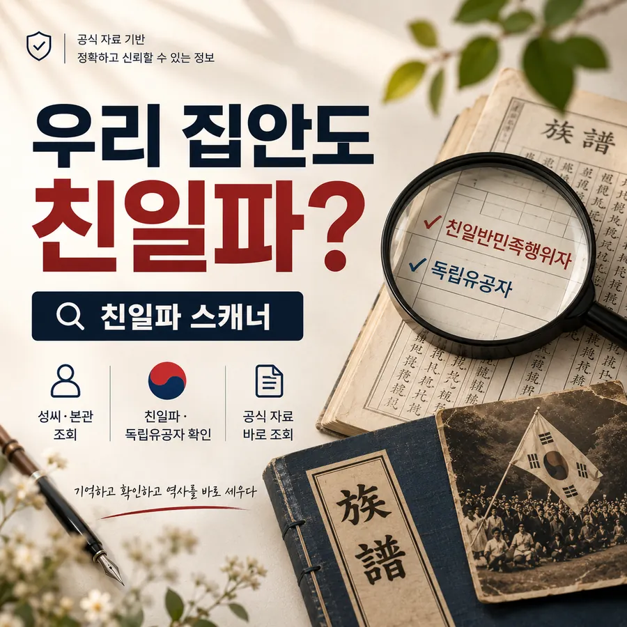 친일파 스캐너 성씨 본관 친일파 독립유공자 조회