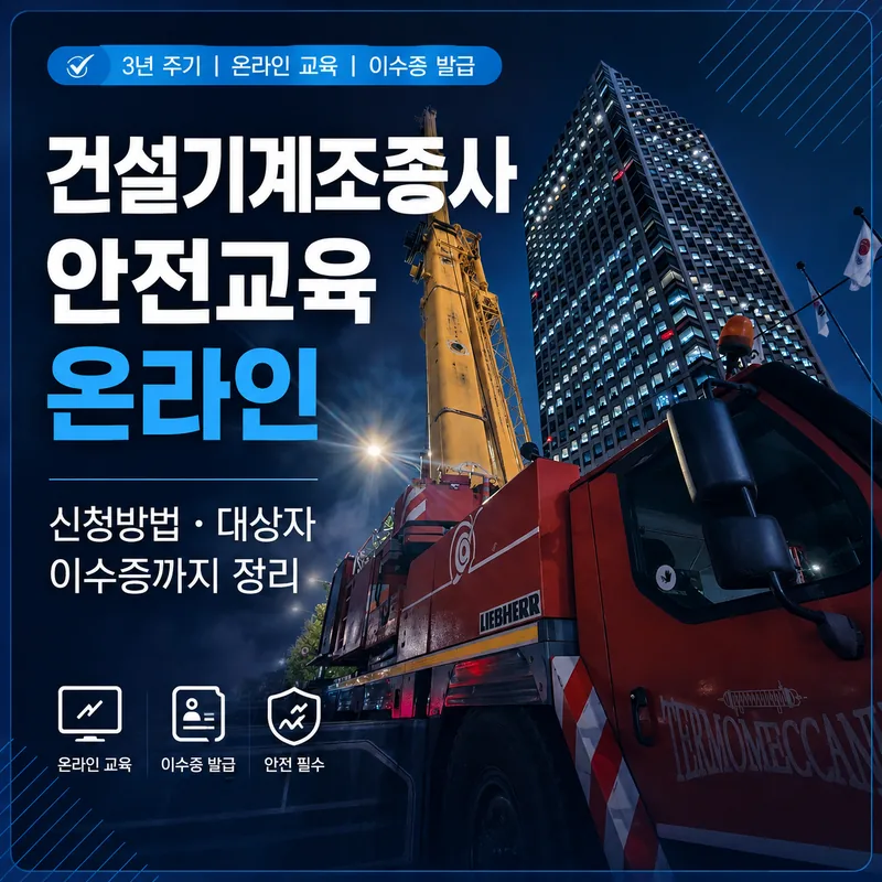 건설기계조종사안전교육 온라인 신청 대상자 및 이수증 안내