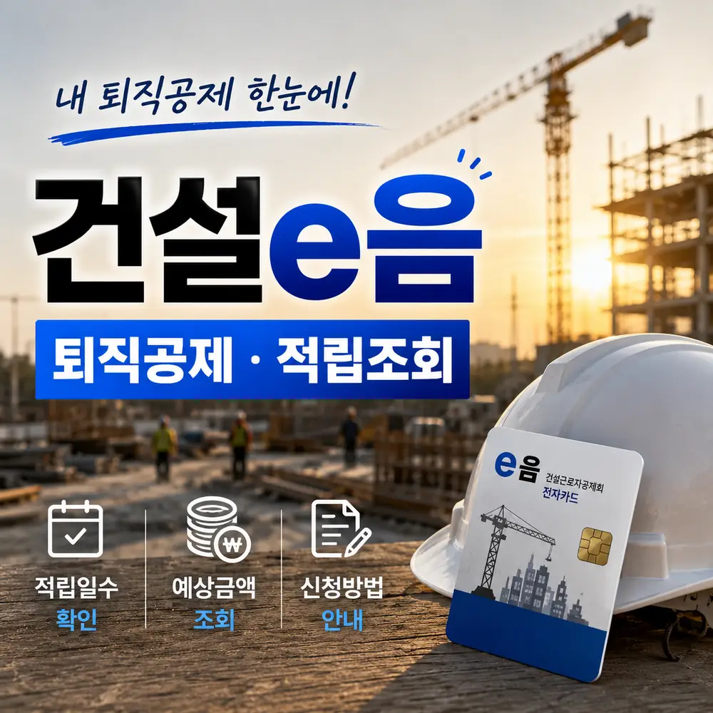 건설e음 퇴직공제 적립일수와 예상금액 조회 및 신청방법